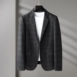 Blazer Heren Sportjas Geruit Streeppatroon Twee Knoppen Platte Kraag Klepzakken Grote Maten