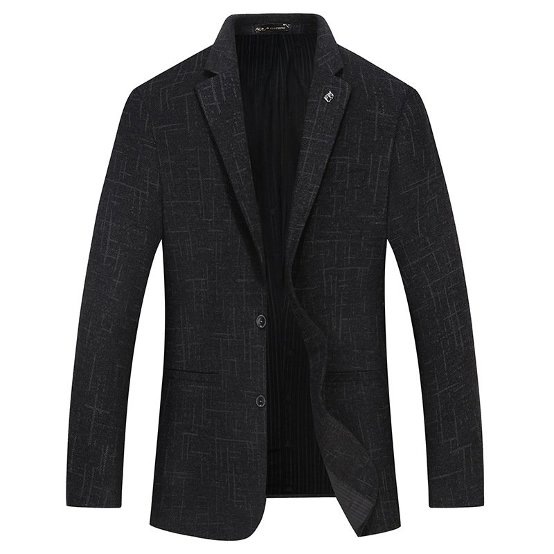 Blazer Heren Sportjas Grote Maat Geruit Streeppatroon Twee Knoppen Platte Kraag Met Ingezette Zak - Zwart / Grijs