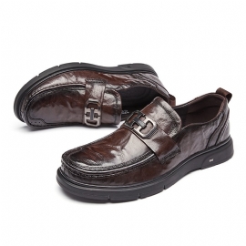 Formele Herenschoenen Loafer Retro Ronde Neus Koe Lederen Metalen Gesp