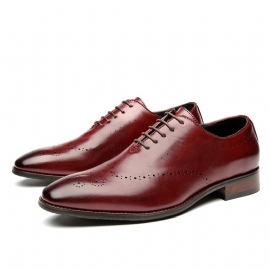 Formele Herenschoenen Oxford Brogue Gesneden Gebeitelde Teen Houten Hak