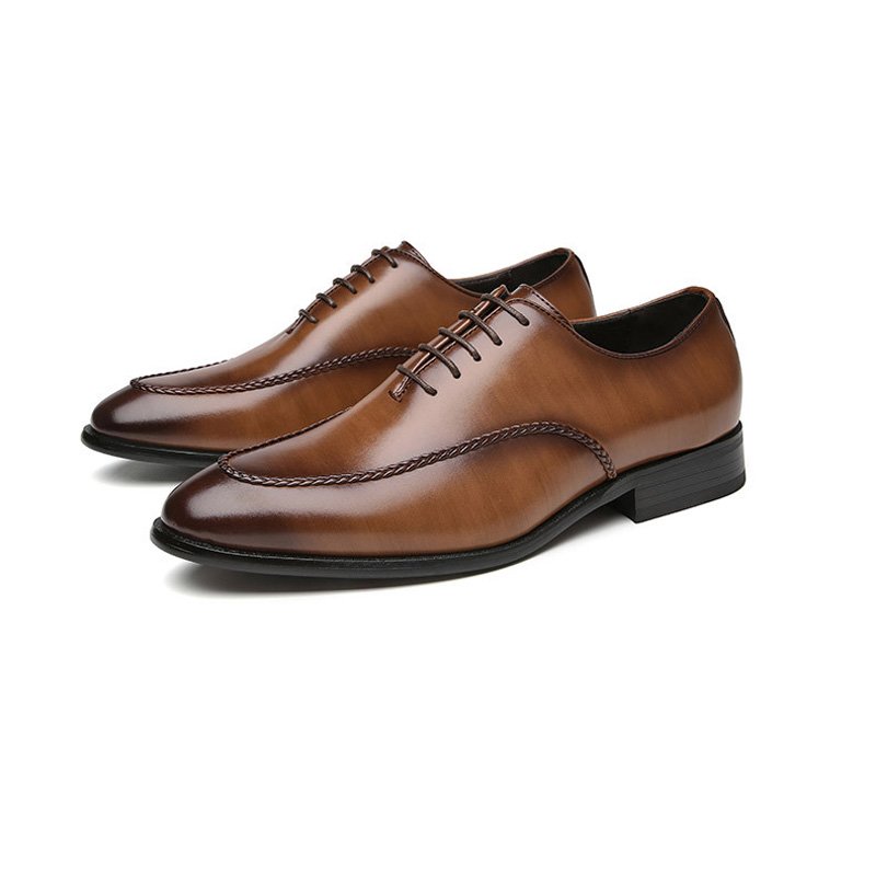 Formele Herenschoenen Oxford Business Modern Retro Gebeitelde Neus - Bruin