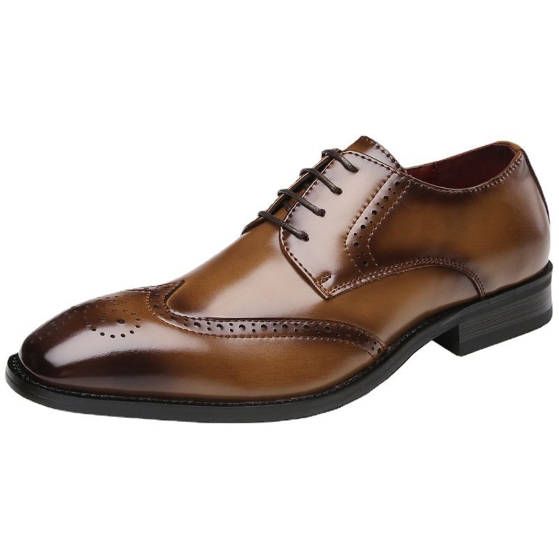 Formele Schoenen Heren Brogue Met Veters Spitse Neus Rundleer