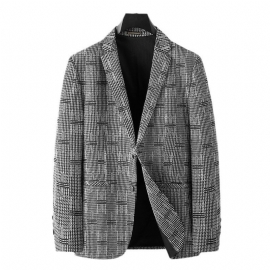 Grote Lange Blazer Heren Sportjas Losse Geruite Twee Knoppen Ingezette Zak