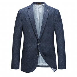 Grote Lange Blazer Heren Sportjas Slank Casual Geruit Met Twee Knoppen