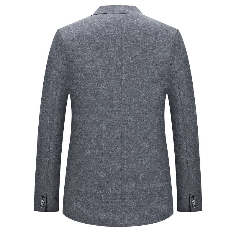 Grote Lange Blazer Heren Sportjas Slank Casual Geruit Met Twee Knoppen - Grijs