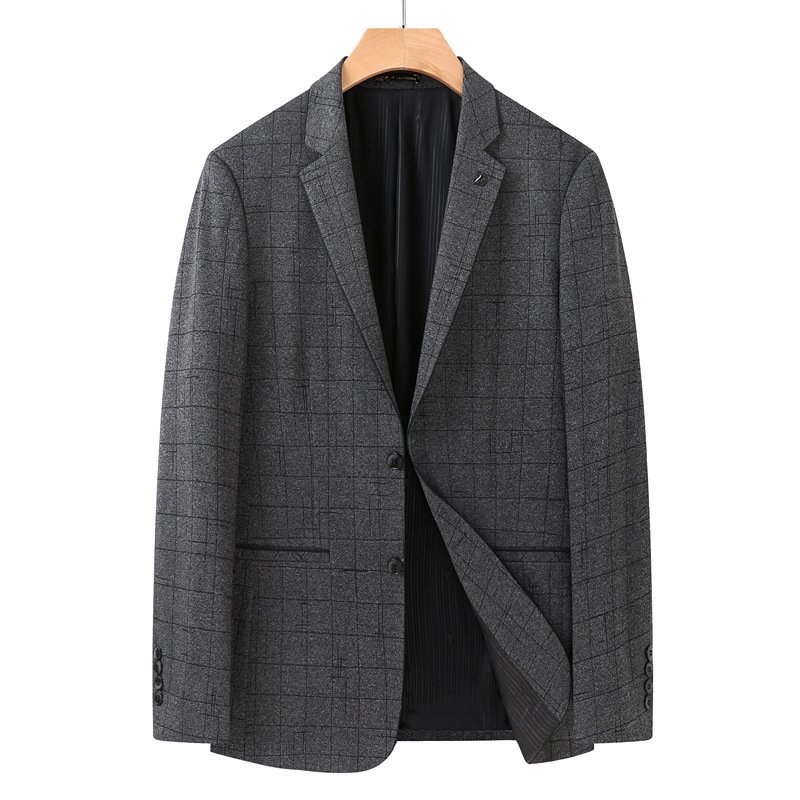 Heren Grote Lange Blazer Sportjas Losse Twee Knoppen Ingezette Zak Platte Kraag Geruite