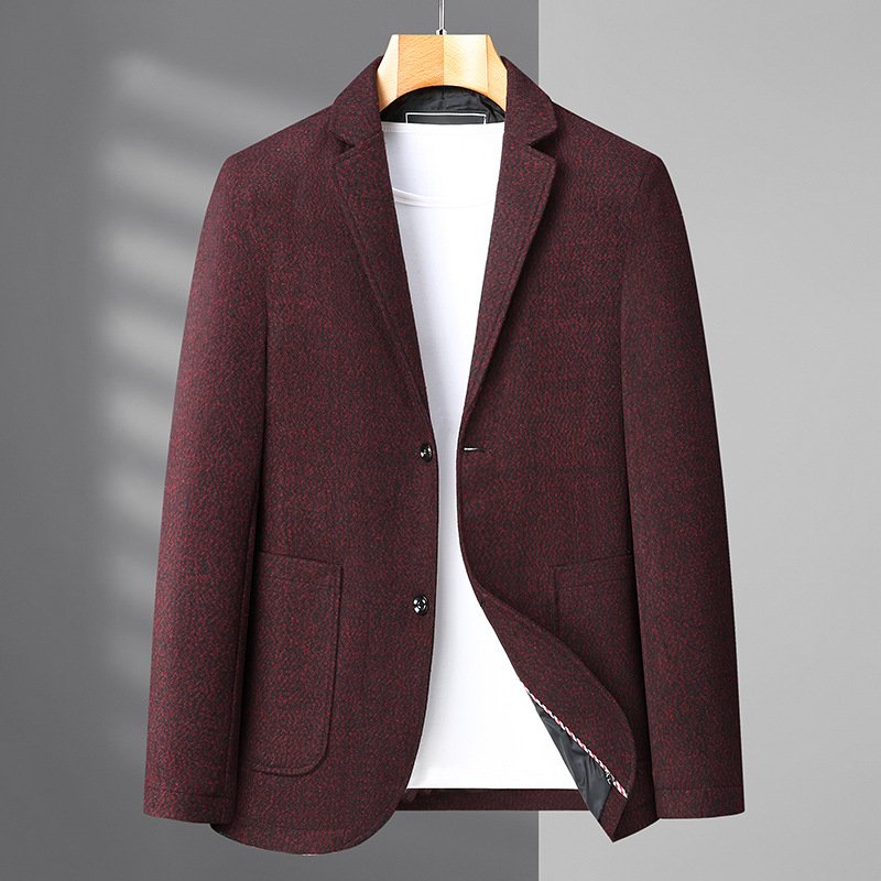 Herenblazer Grote Lange Sportjas Losse Platte Kraag Opgezette Zak Met Twee Knoppen - Rood