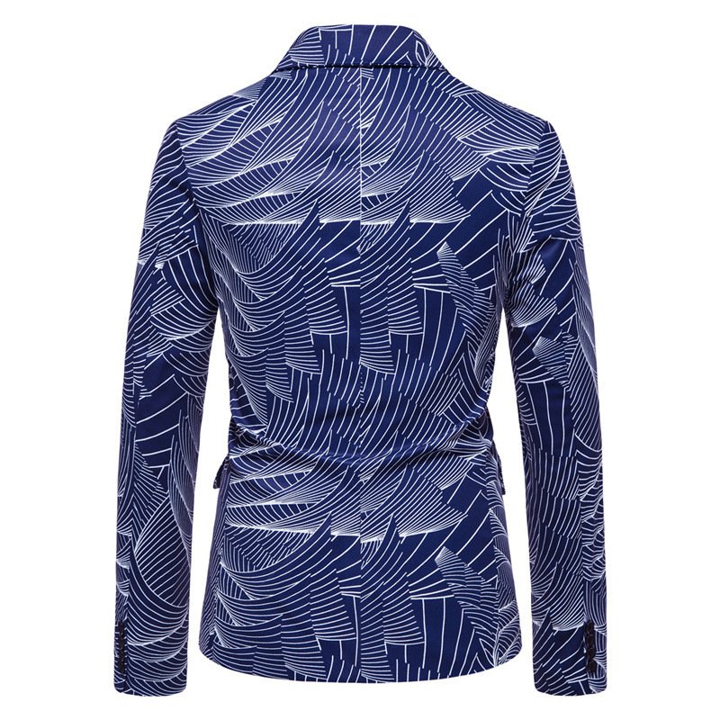 Herenblazer Sportjas Bloemenpatroon Casual Eén Knop - Blauw