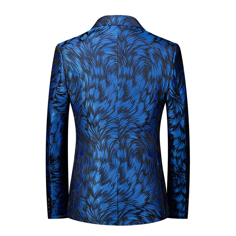 Herenblazer Sportjas Bloemenpatroon Individualiteit Zakelijk Modern Eén Knopen Grote Maat - Blauw