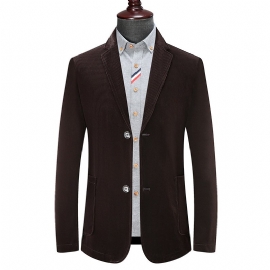 Herenblazer Sportjas Corduroy Losse Twee Knoppen Opgezette Zakken Grote Maat