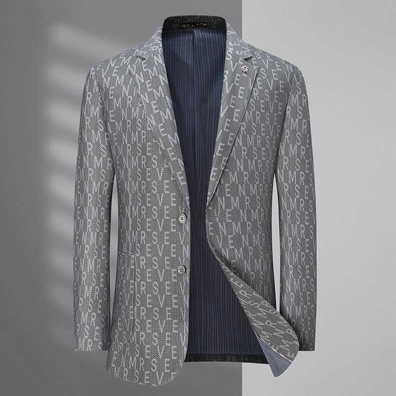 Herenblazer Sportjas Enkele Rij Knopen Twee Knoppen Casual Streep Elastisch Grote Maat