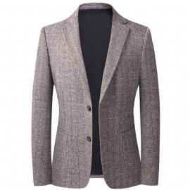 Herenblazer Sportjas Gebreid Wol Slank Casual Twee Knoppen