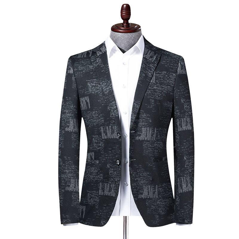 Herenblazer Sportjas Kleurblok Slank Casual Twee Knoppen - Zwart