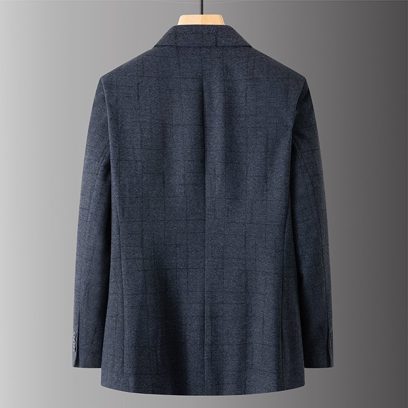 Herenblazer Sportjas Losse Effen Kleur Twee Knoppen Platte Kraag Ingezette Zak - Blauw