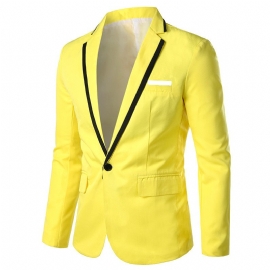 Herenblazer Sportjas Slim One Buttons Platte Kraag Klepzakken