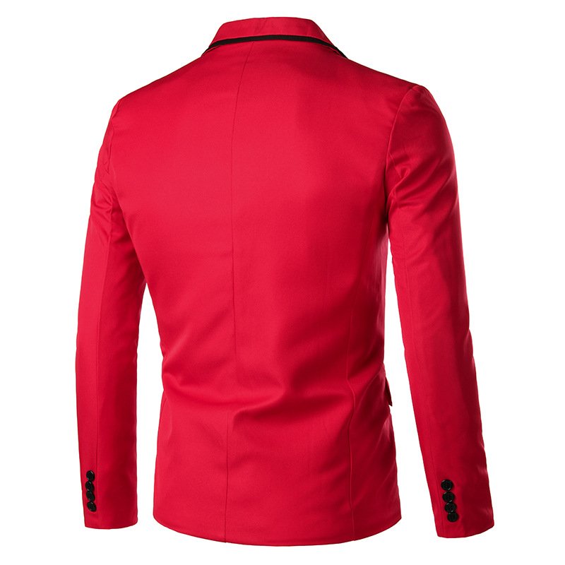 Herenblazer Sportjas Slim One Buttons Platte Kraag Klepzakken - Rood