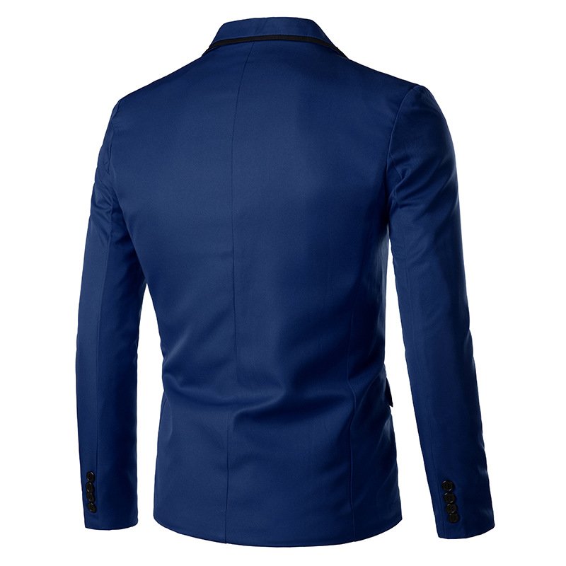 Herenblazer Sportjas Slim One Buttons Platte Kraag Klepzakken - Blauw