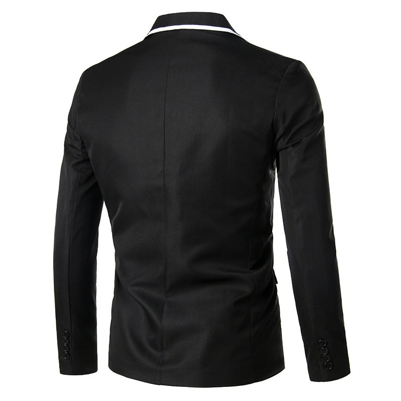 Herenblazer Sportjas Slim One Buttons Platte Kraag Klepzakken - Zwart