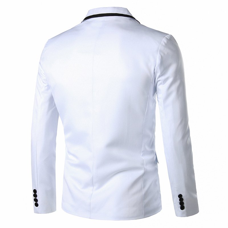 Herenblazer Sportjas Slim One Buttons Platte Kraag Klepzakken - Wit