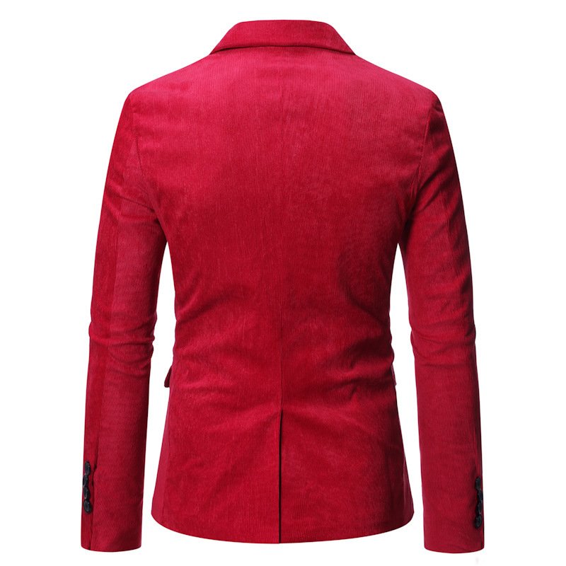 Herenblazersportjas Herfst / Winter Corduroy Slim One Buttons Klepzakken - Rood