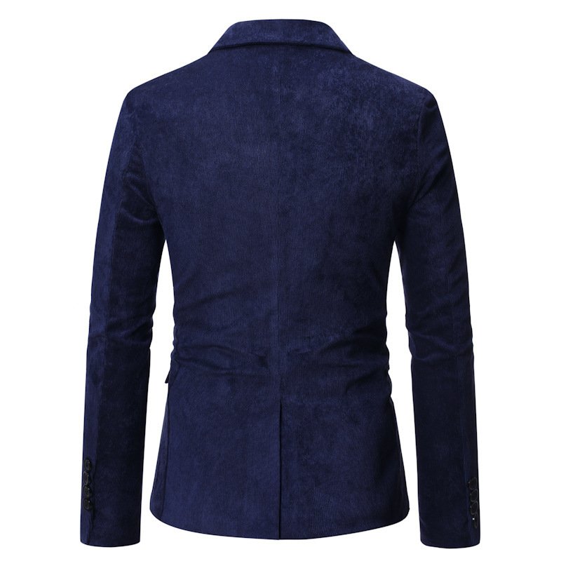 Herenblazersportjas Herfst / Winter Corduroy Slim One Buttons Klepzakken - Blauw