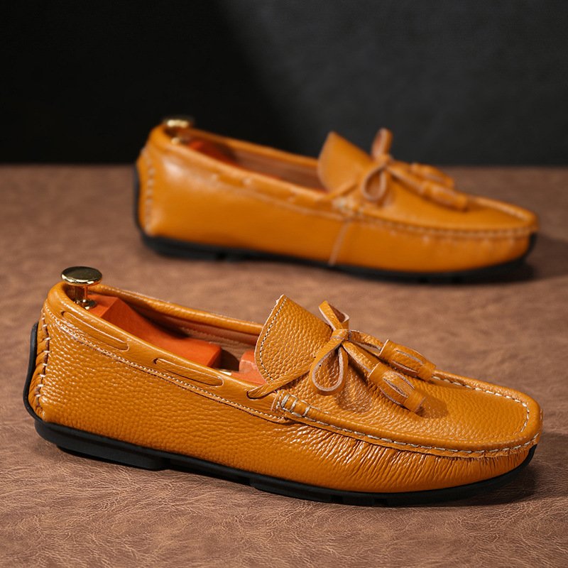 Herenloafers Mocassin Kwastje Rundleer - Geel