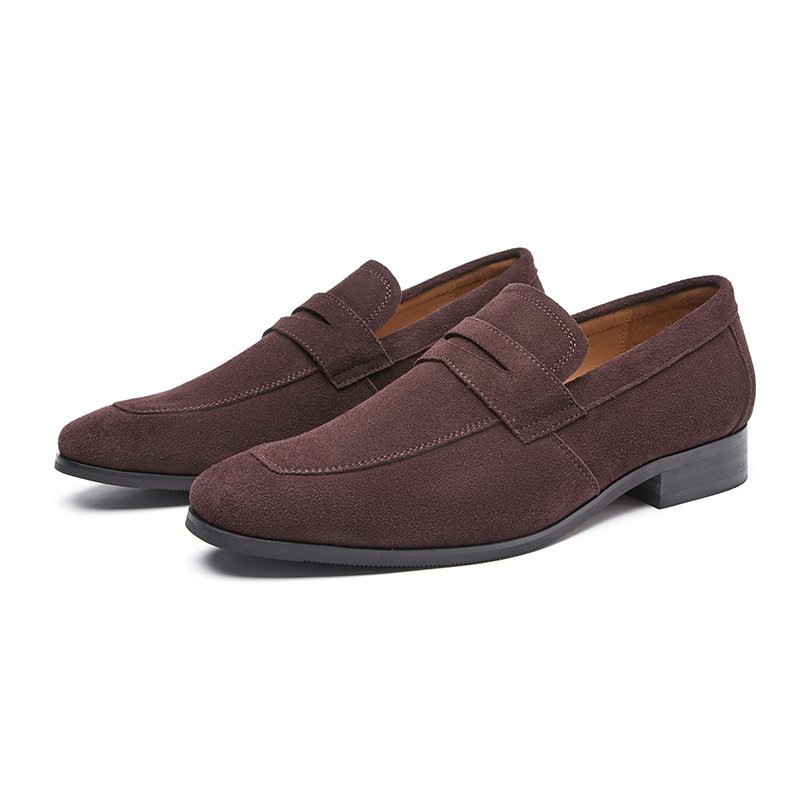 Herenloafers Mocassin Nubuck Rundleer Hoefijzerhak