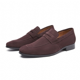 Herenloafers Mocassin Nubuck Rundleer Hoefijzerhak