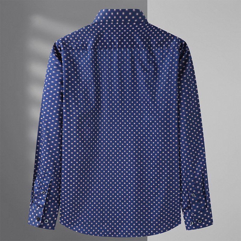 Herenoverhemd Polka Dot-patroon Lange Mouw Los - Blauw