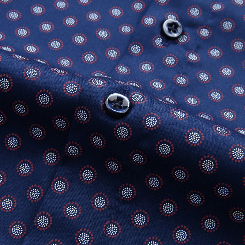 Herenoverhemd Polka Dot-patroon Lange Mouw Los - Blauw