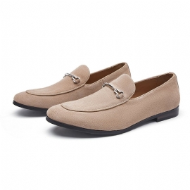 Loafers Heren Mocassin Nubuckleer Met Ronde Neus