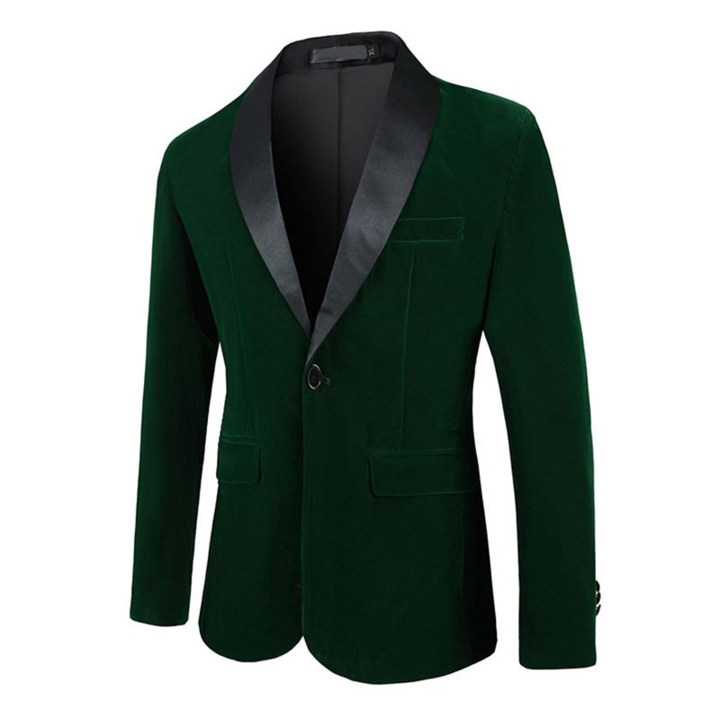 Oversized Herenblazer Sportjas Één Knop Corduroy Sjaal Revers Klepzakken - Groen