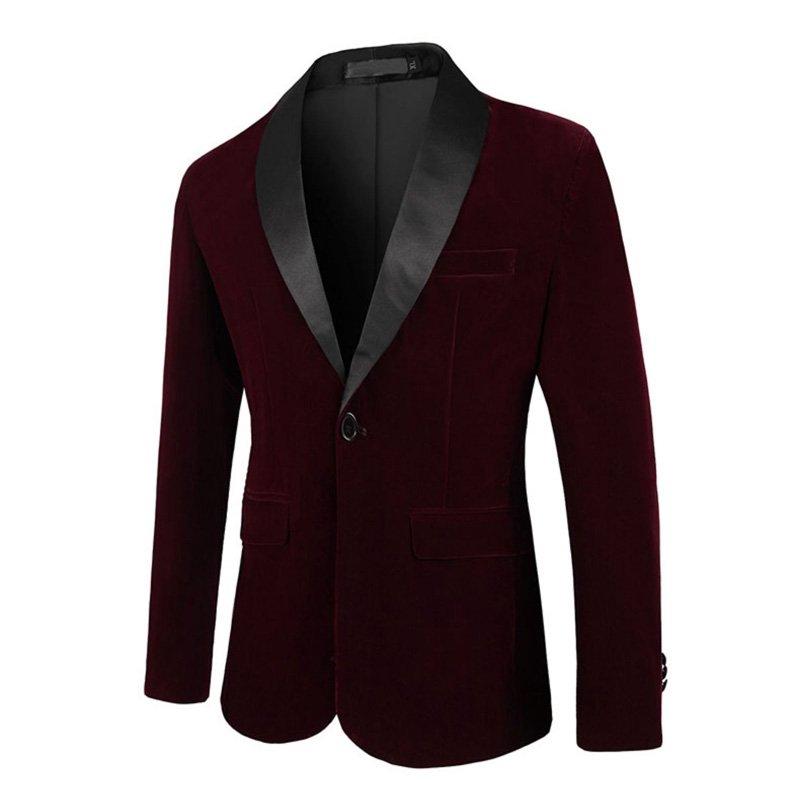 Oversized Herenblazer Sportjas Één Knop Corduroy Sjaal Revers Klepzakken - Rood